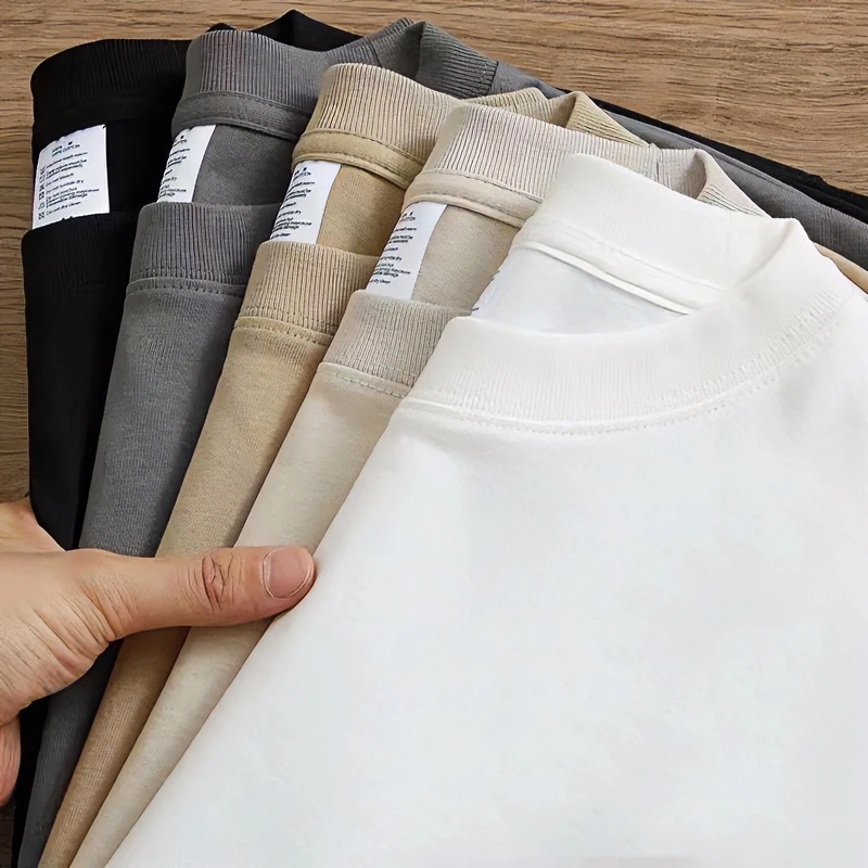 240g纯色重磅精梳纯棉短袖t恤男女同款落肩宽宽松潮流百搭男士ol