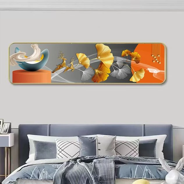 PU019轻奢银杏叶简约卧室背景墙画温馨卧室装饰画床头主卧床头