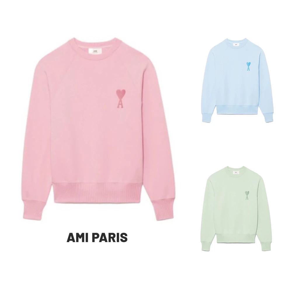 未使用 AMIPARIS 纯色爱心图案刺绣圆领长袖卫衣服