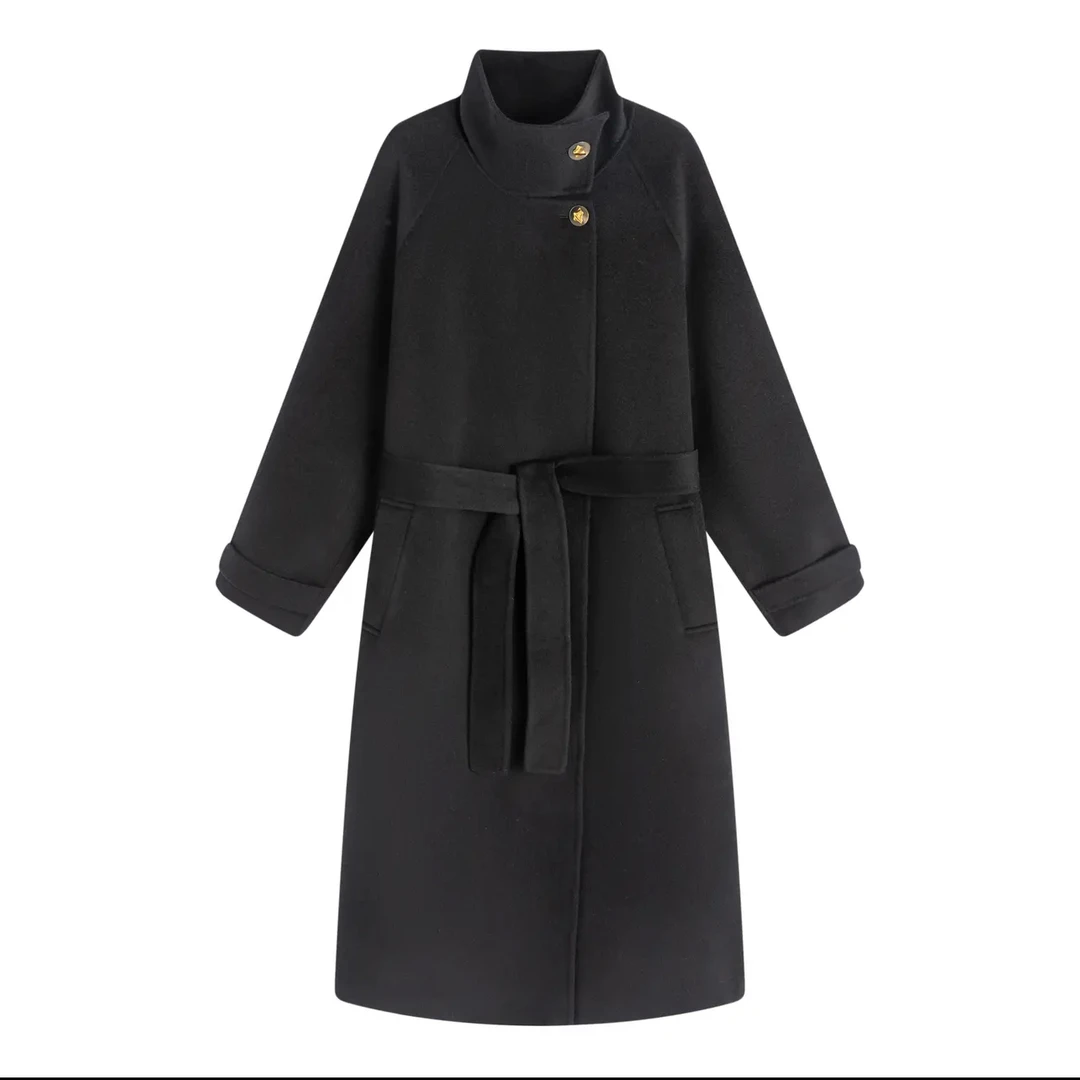 【CC宠粉专属】2024时尚气质新款立领高腰长款羊毛大衣