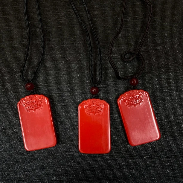 含辰砂工艺品朱砂貔貅无事牌套绳*（多样性发一件）