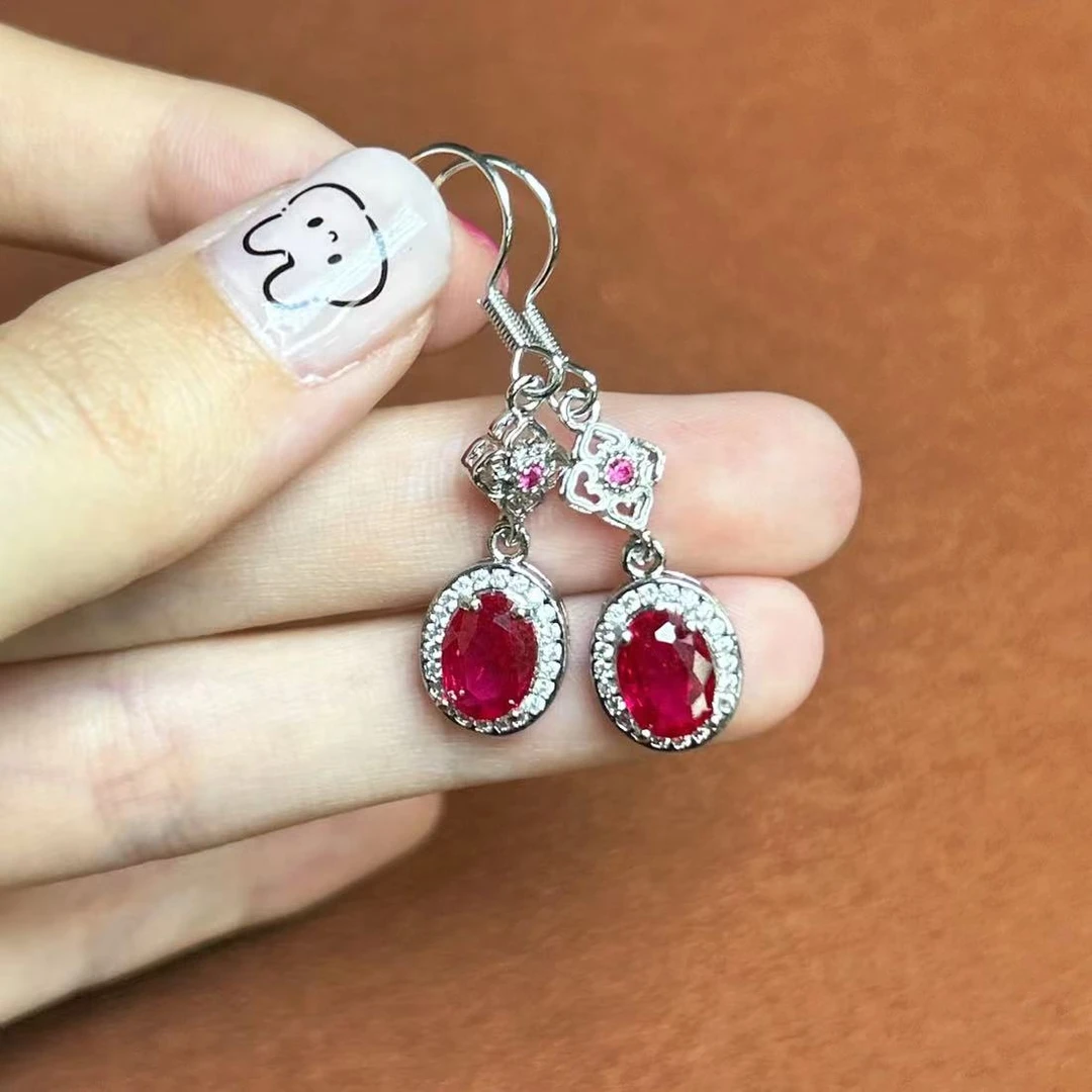阿鲁沙-典藏轻奢红宝石-精工合金培育耳饰722