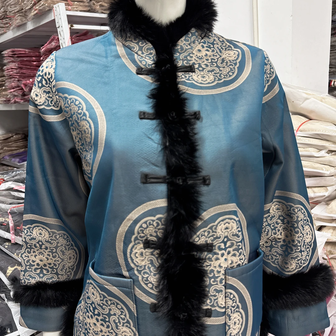 8202  新款新中式短款外套-深蓝色