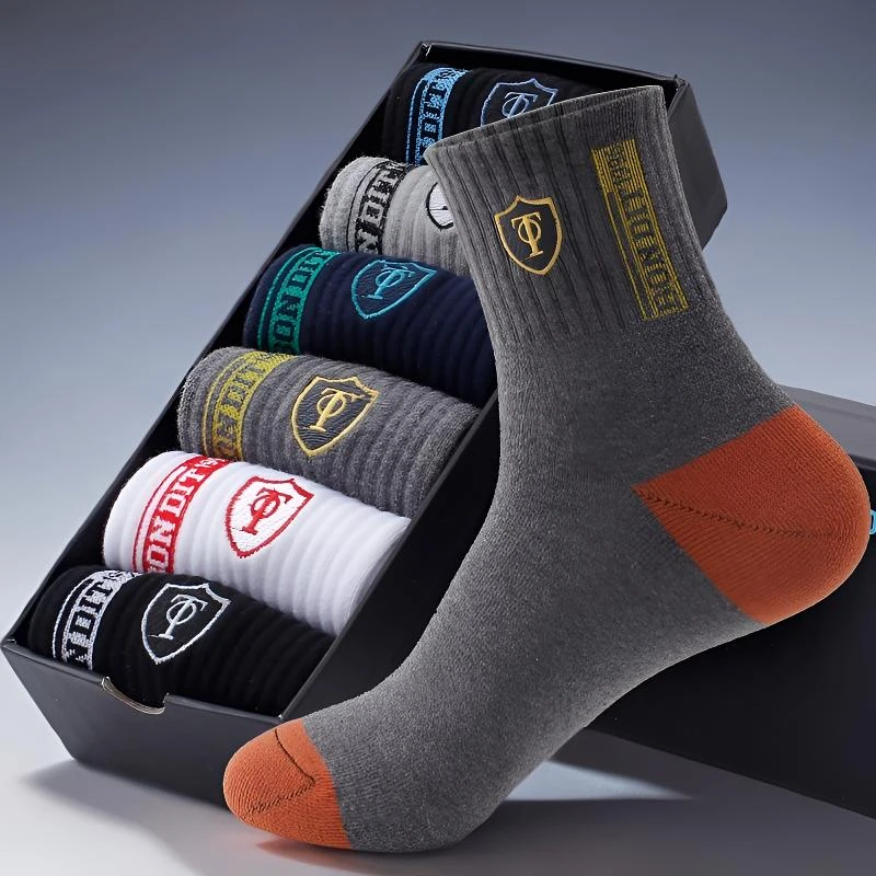 新款男士袜子中筒袜奖杯薄款休闲短筒运动袜防臭潮流好看好穿男袜