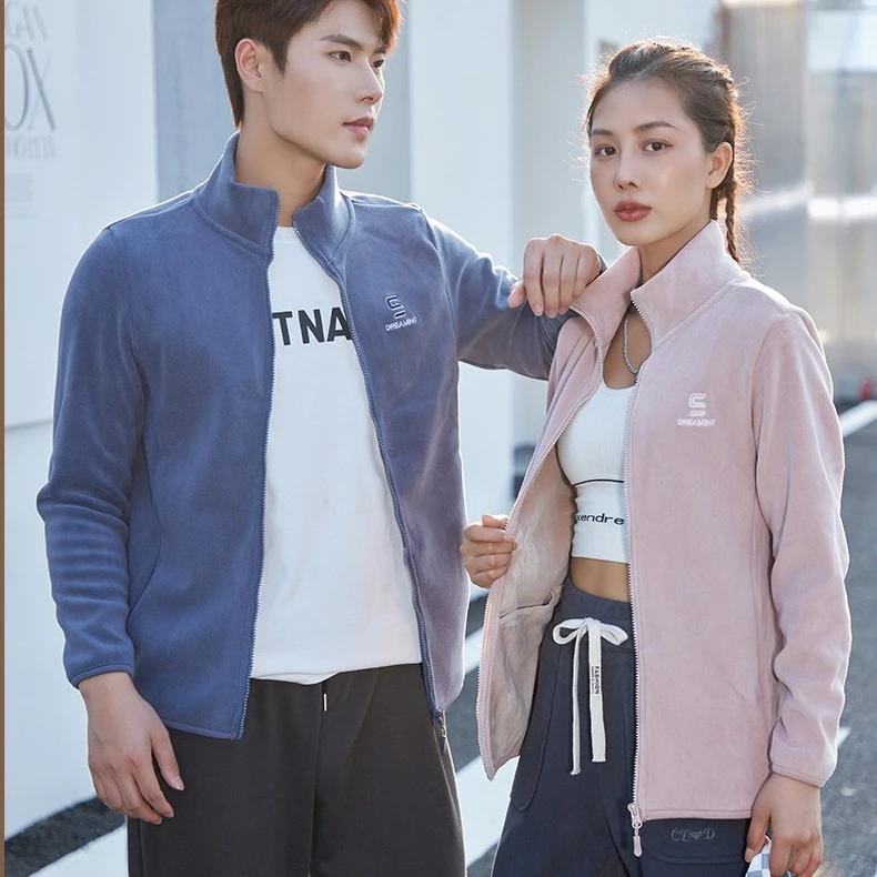 春秋百搭情侣外套户外时尚拉链加绒保暖衣双面防风加厚休闲秋冬季