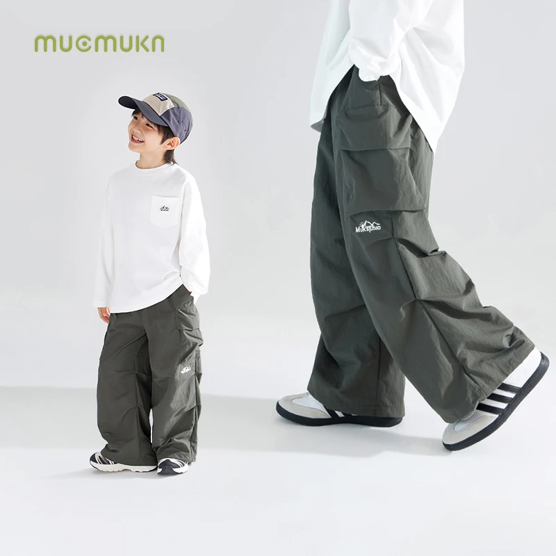 男童轻量化户外山系双褶伞兵裤中大童皱感工装裤M43ZK2939