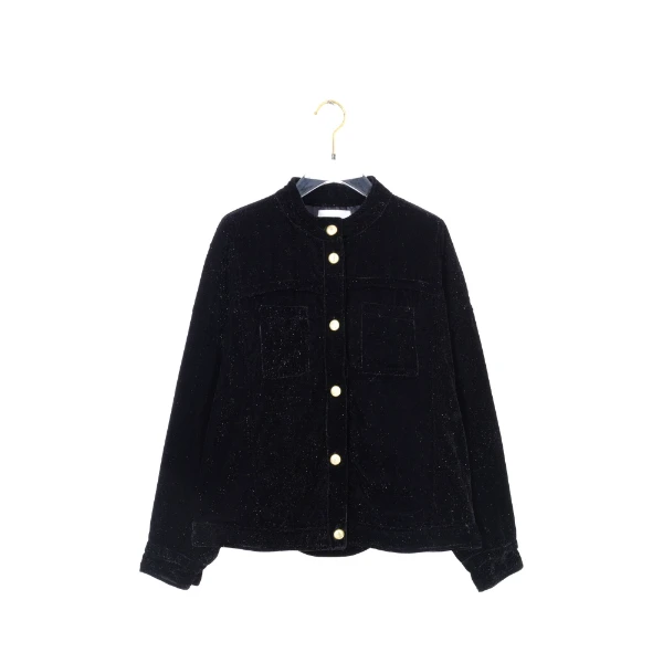 欧尼家【璀璨星河】丝绒质地轻奢黑色外套 /设计师气质秋冬 WT2836L