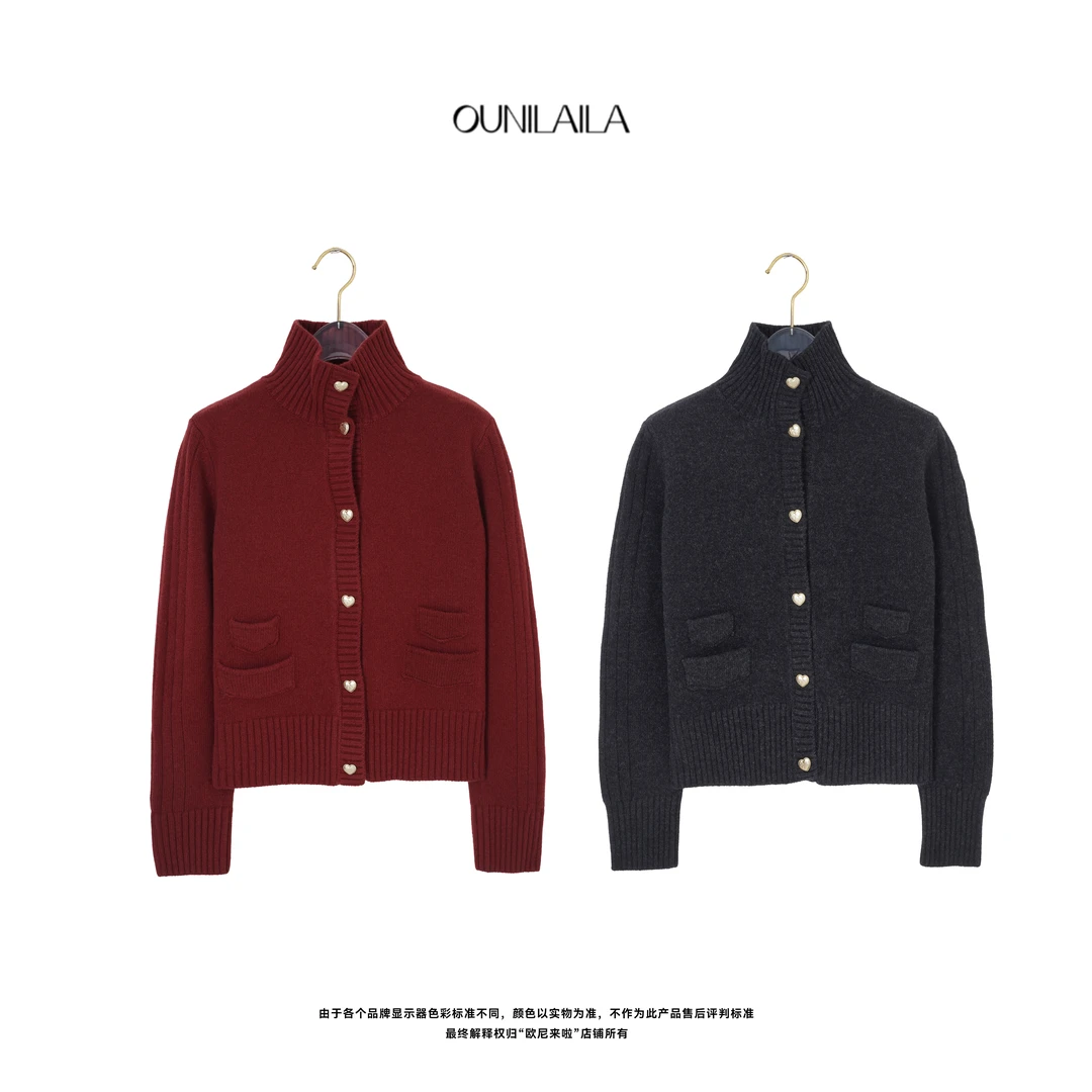 欧尼家【杜松子】时髦小立领羊毛针织衫 / 复古秋冬气质MY7304N