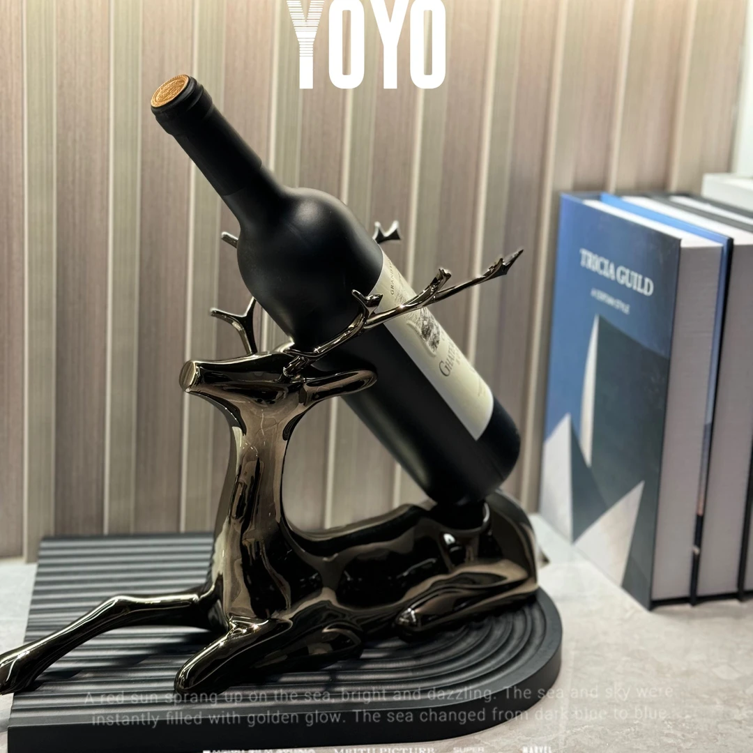 轻奢极简电镀枪色鹿电视柜玄关摆件家居装饰品客厅树脂工艺品摆饰