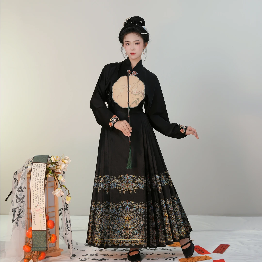 【有凤来仪马面裙】新中式织金女装半身裙暗纹提花四季款汉服马面裙