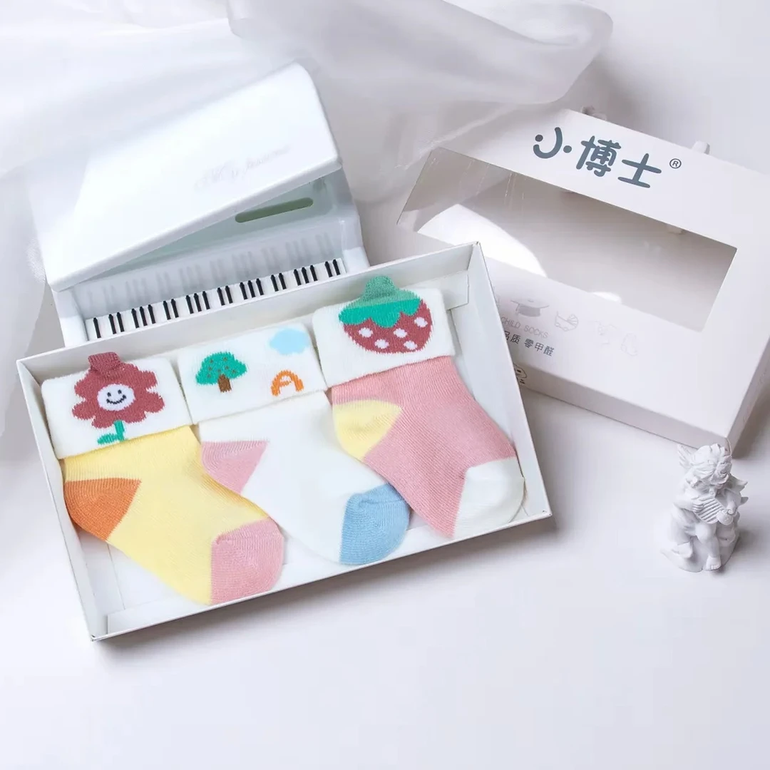 0-6月小博士儿童袜子婴儿袜宝宝棉袜新生儿袜子A类无骨不勒腿棉袜