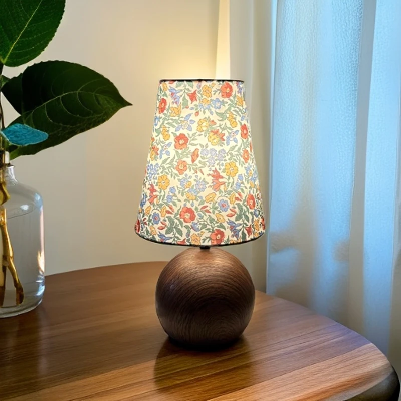 法式碎花调光夜灯氛围感复古浪漫田园风卧室床头灯欧式民宿小台灯