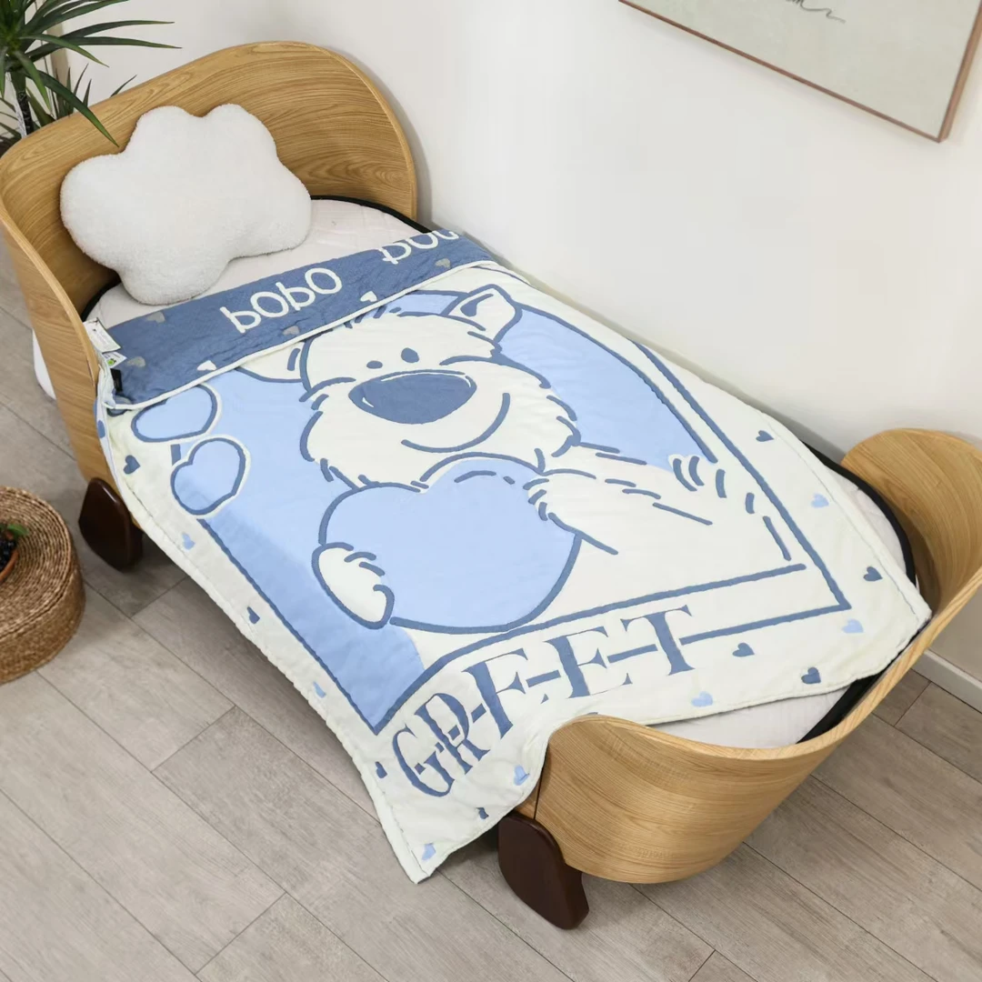 【爱心雪纳瑞】120*150cmA类全棉纱布泡芙被子面料柔软舒适加厚保暖