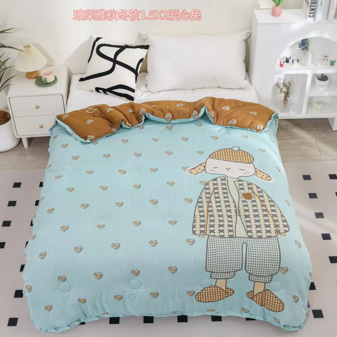 【爱心兔】A类双层纱全棉纱布大豆被150*200秋冬被亲肤柔软