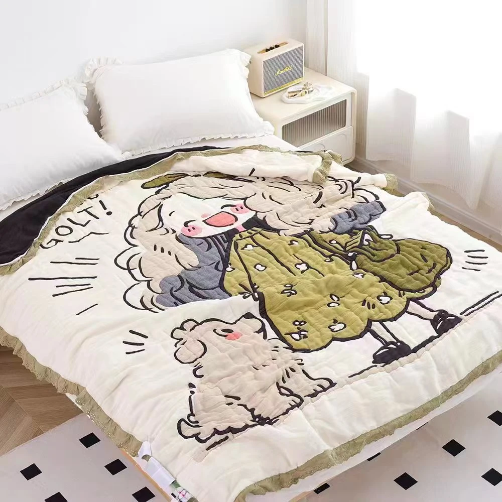 A类全棉纱布泡芙被子3斤面料柔软舒适加厚保暖亲肤冬被小丫头