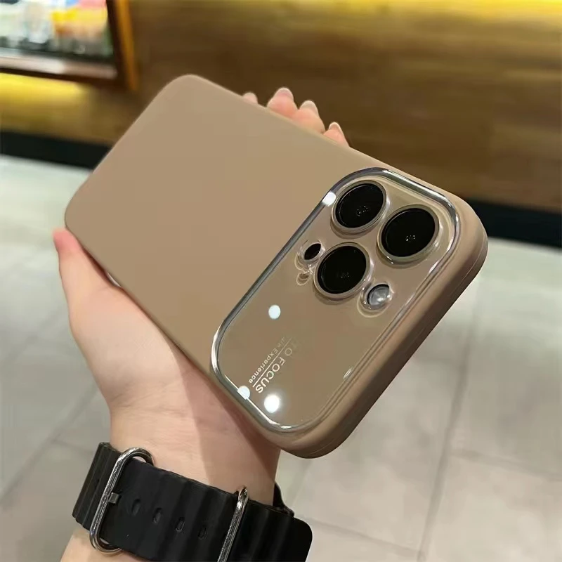 苹果15/13/12手机壳液态硅胶iPhone14promax大视窗纯色磨砂防摔软