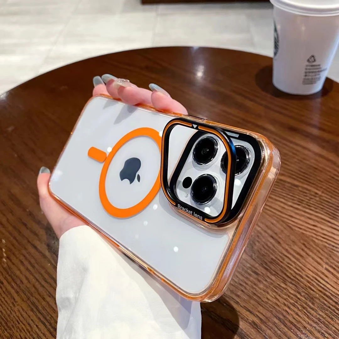 iPhone15Promax手机壳透明苹果14新款13全包防摔支架磁吸充电外壳