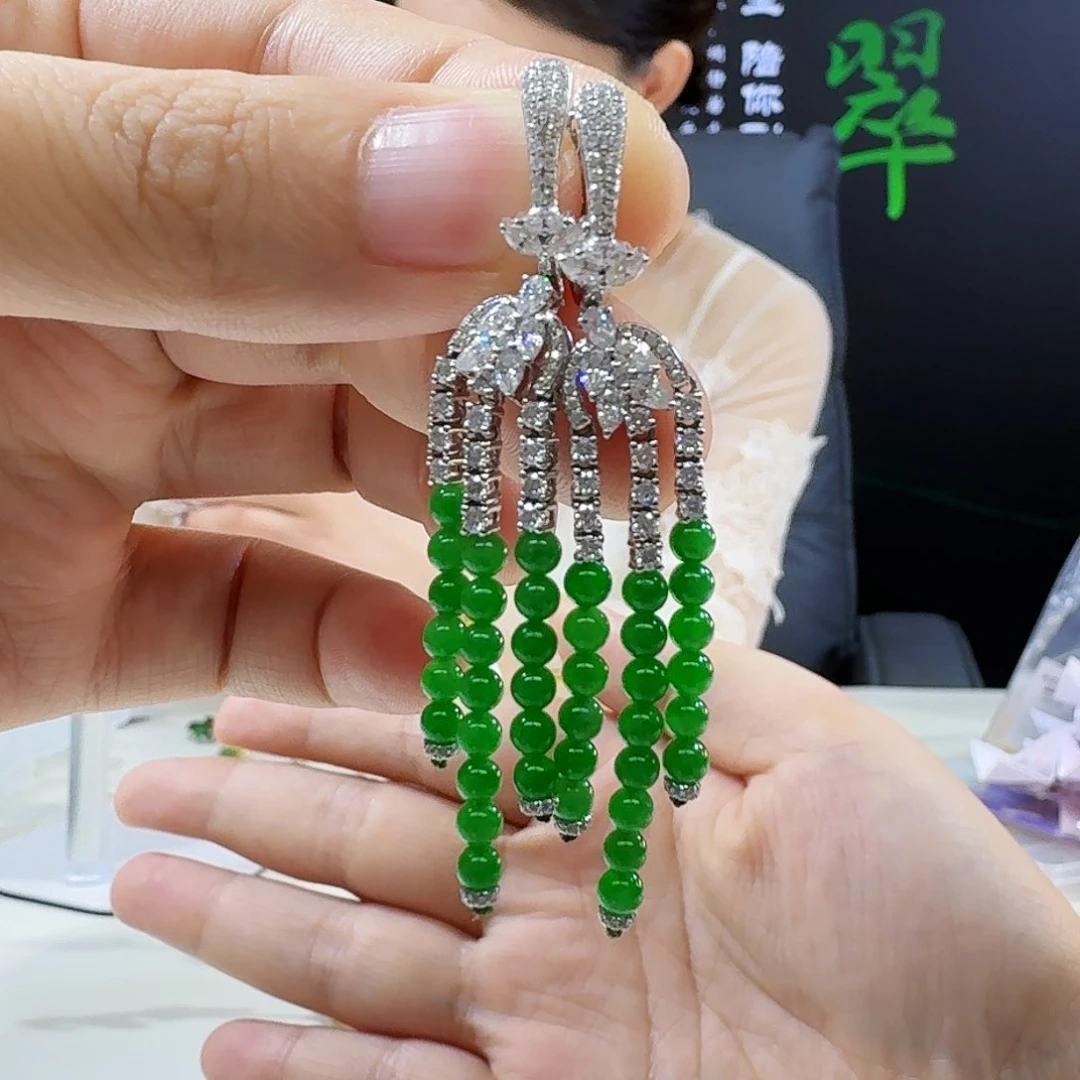 翡翠耳饰18K金镶嵌18k镶嵌