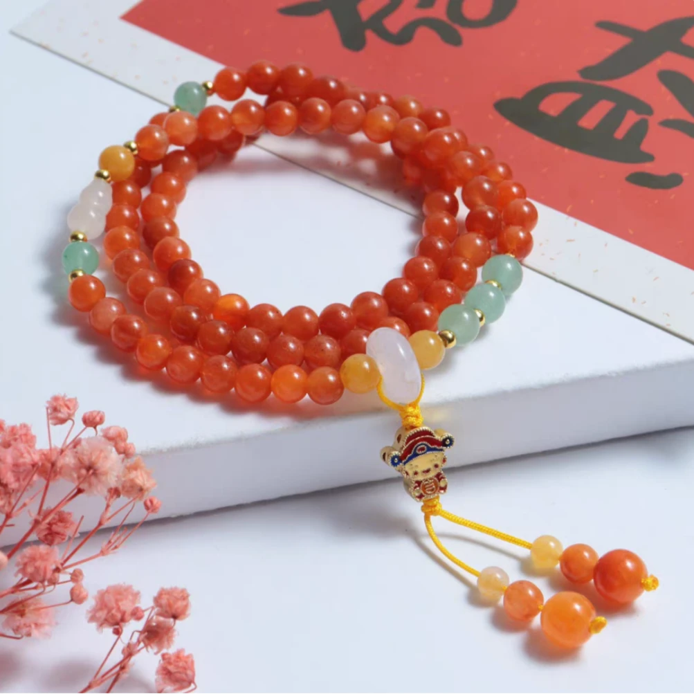 轻奢气质多圈百搭国风金丝玉手工小财神手链气质-5510