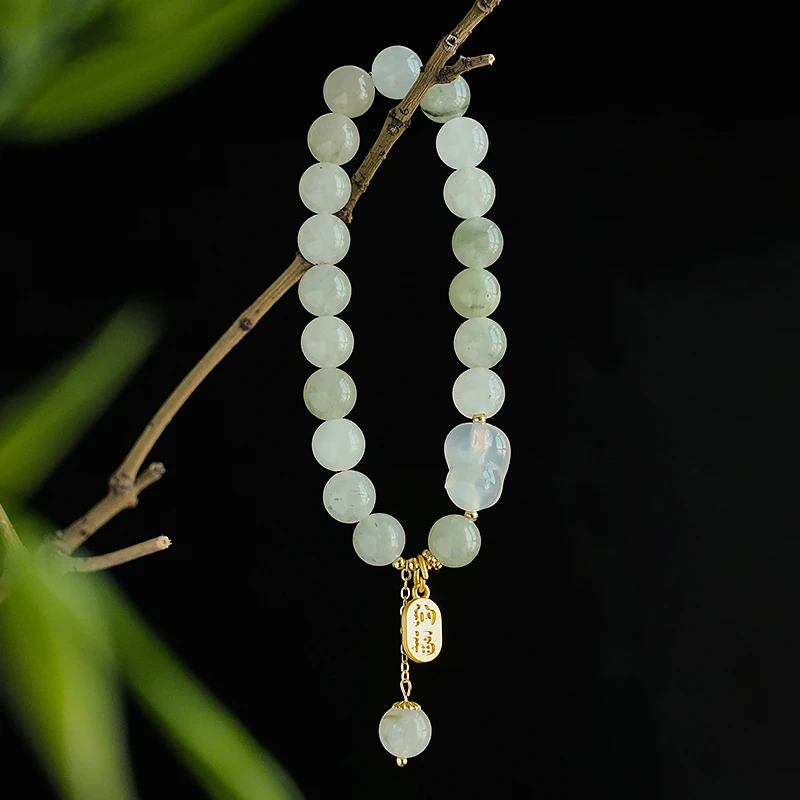 石英质玉冰山翠搭配玉髓小猫咪手链 多样性发一-7321