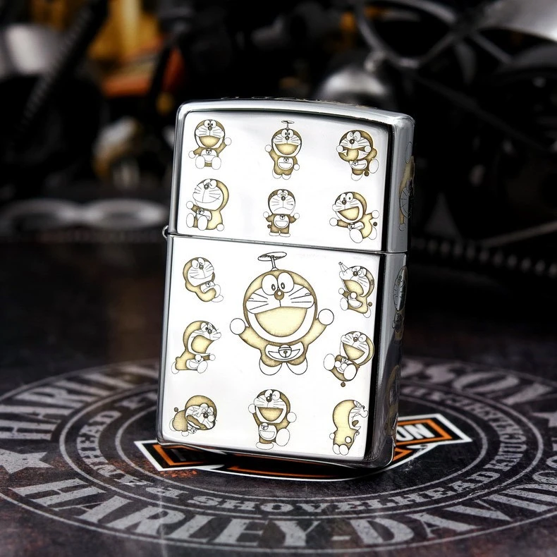 ZIPPO/之宝打火机精雕缎纱镀铬双色哆啦A梦机器猫DYH1X1