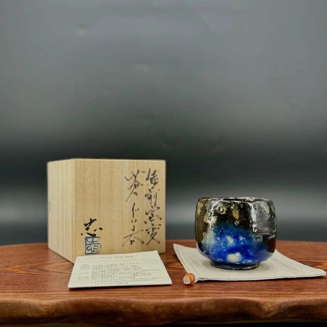 马场隆志备前烧传承柴烧陶瓷黑釉窑变主人杯复古纯手工家用茶具