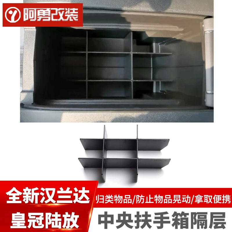 适用22-24款汉兰达汽车用品皇冠陆放扶手箱隔层车载收纳储物阿勇