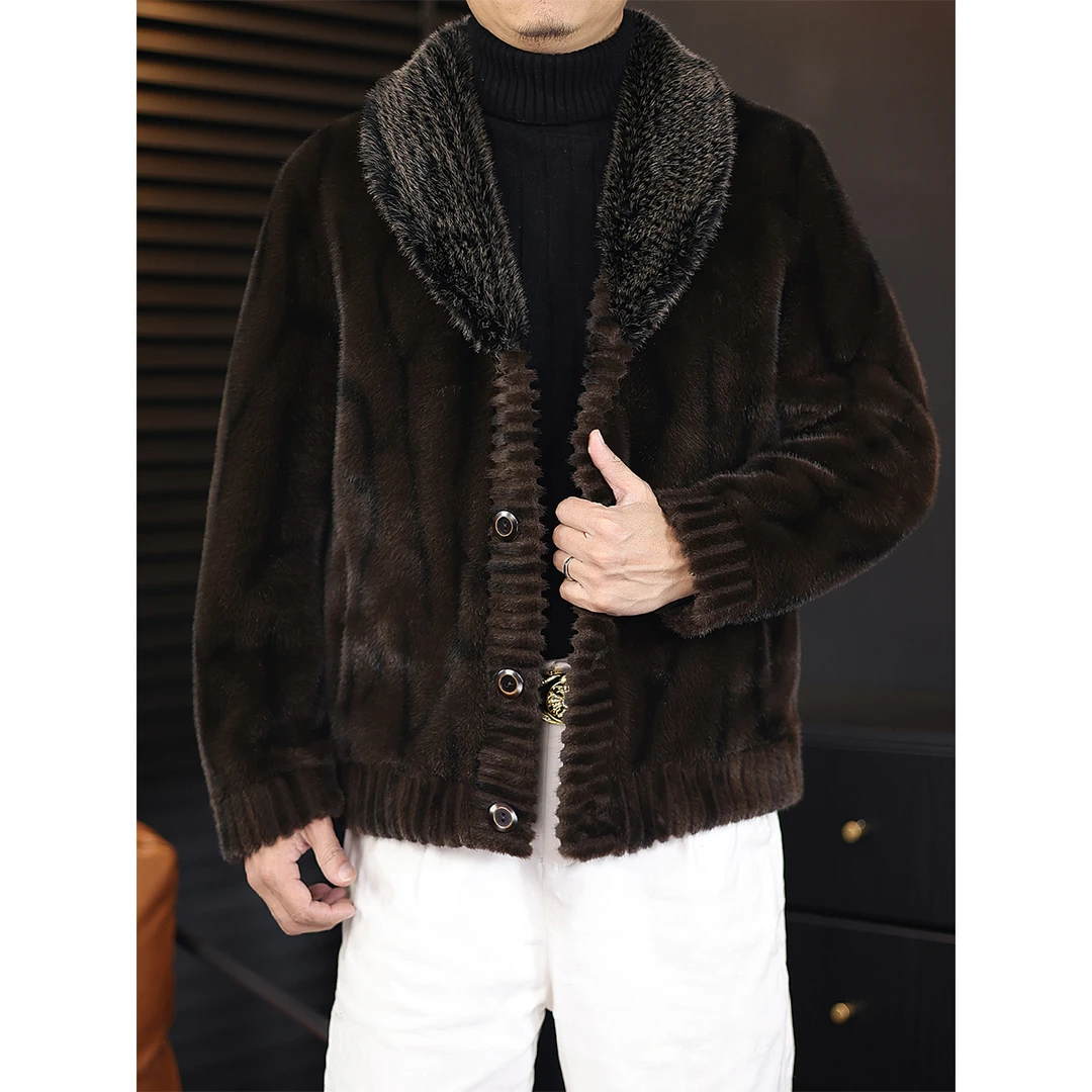 男士冬季新款加厚双面穿时尚青果领短款秋冬夹克冬装潮流保暖外套