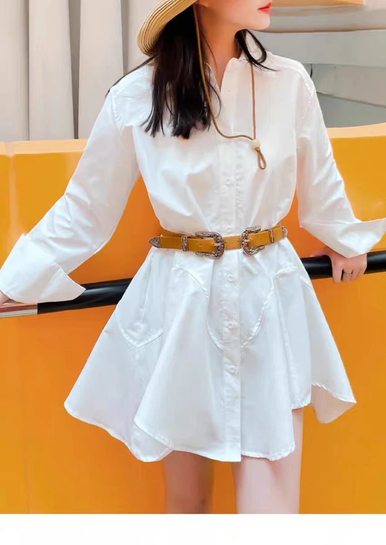 收腰显瘦辣妹风连衣裙女装秋冬2025新款设计感长袖衬衫裙小众