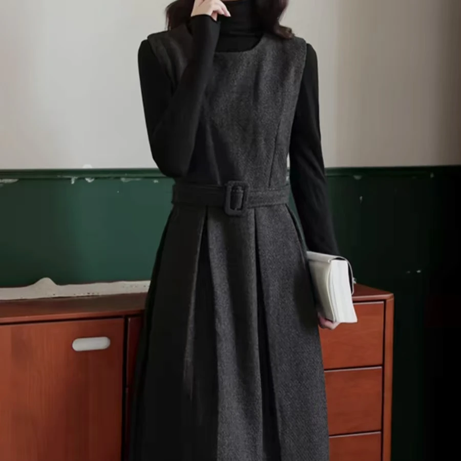 秋冬打底衫内搭两件套装女2025新款高级设计感显瘦时尚连衣裙百搭