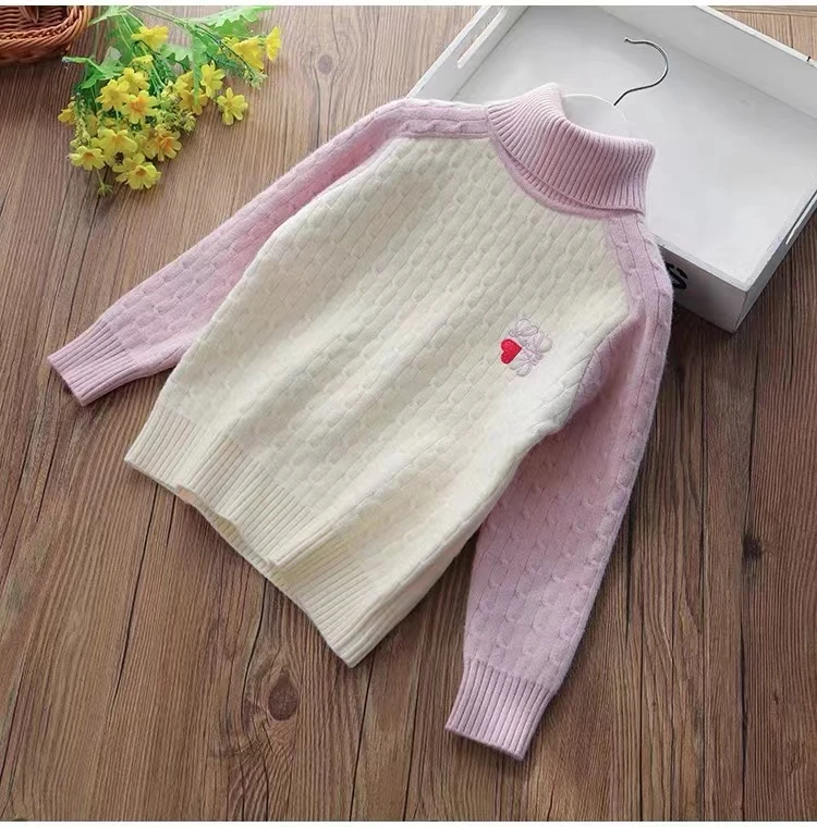 my003-刺绣爱心高领毛衣