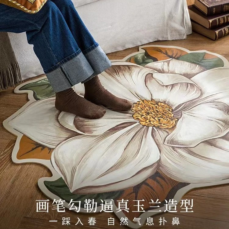 【麒丰家居】花朵地毯地垫浴室客厅吸水防滑垫脚垫