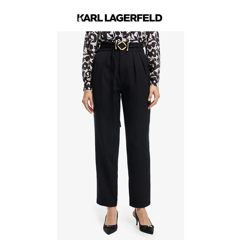 【晨晨】卡尔拉格斐KARLLOGO金属腰带休闲裤老佛爷