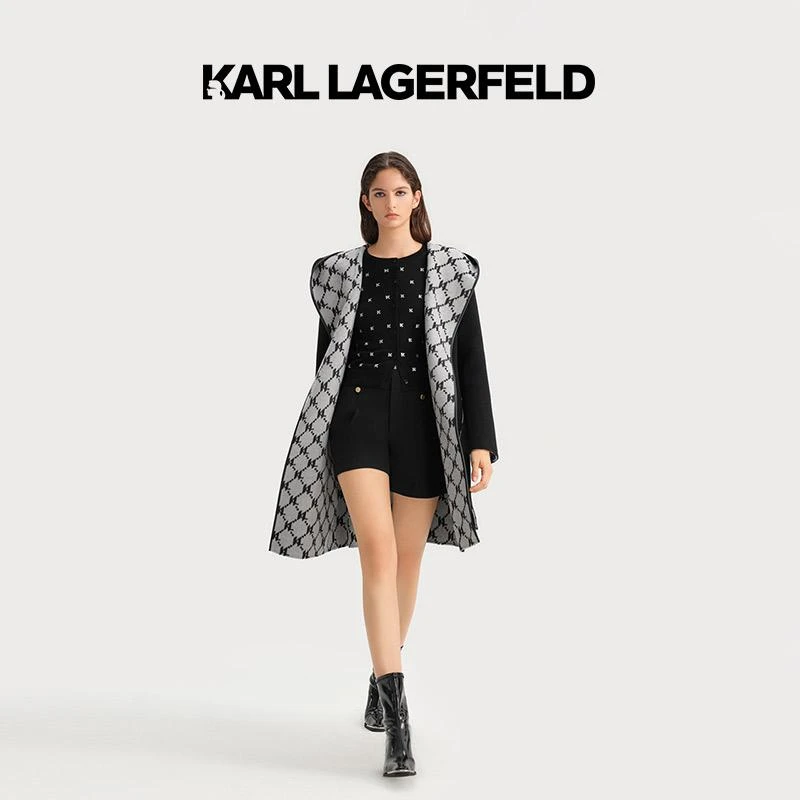 【官方】KARL LAGERFELD卡尔拉格斐秋KL老花双面呢羊毛大衣E37W1597