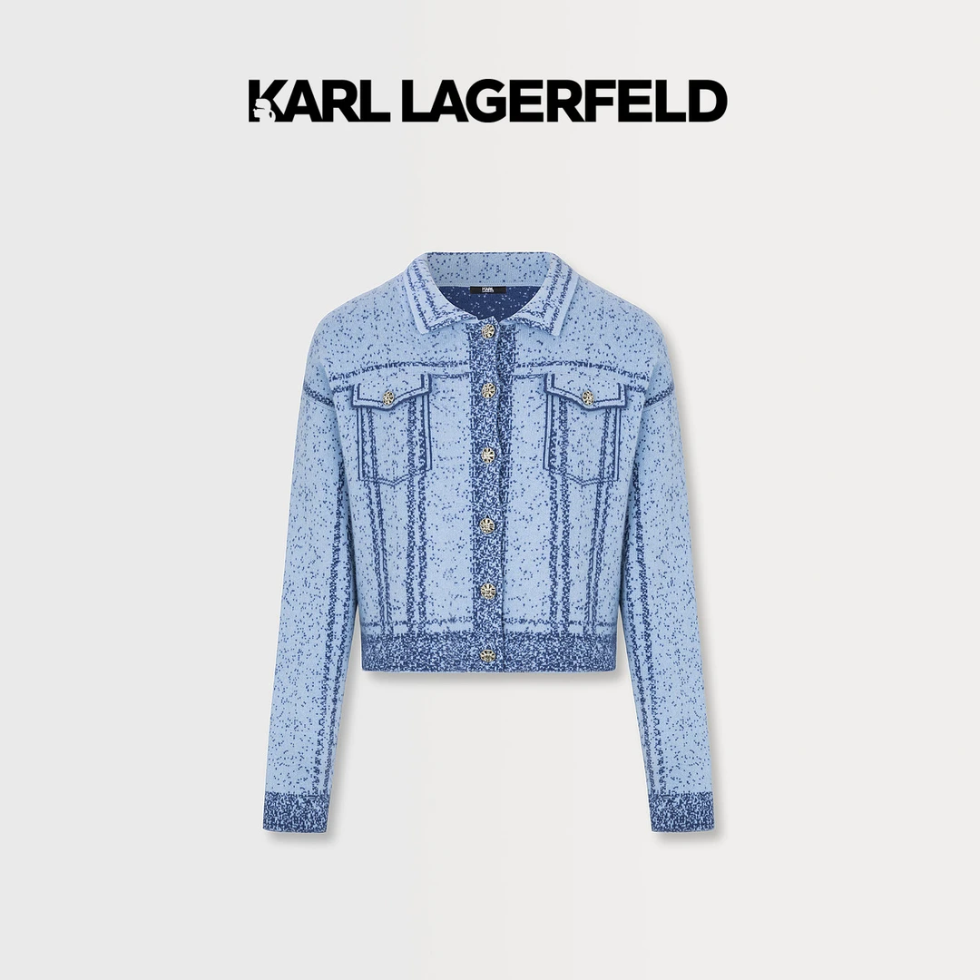 【大可专属】KARLLAGERFELD仿牛仔针织提花开衫E36W2005