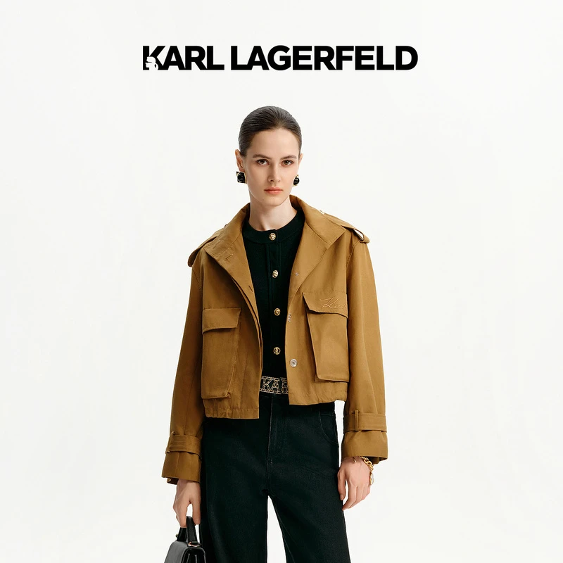 【晨粉专享价】KARL LAGERFELD卡尔拉格斐24秋新风衣式外套K26E1536