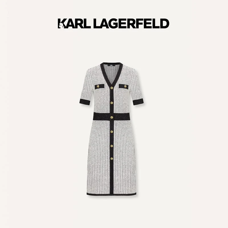 【大可专属】KARLLAGERFELD春黑白撞色针织连衣裙E42W1357