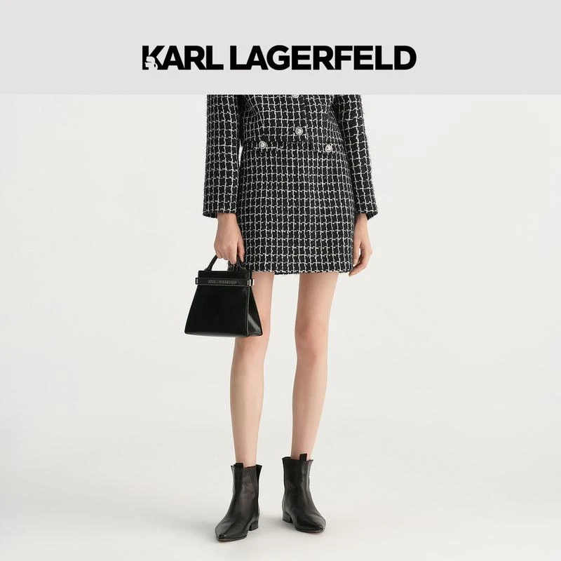 【丽公主专享】KARLLAGERFELD秋撞色格纹花呢短款半裙E36W1204