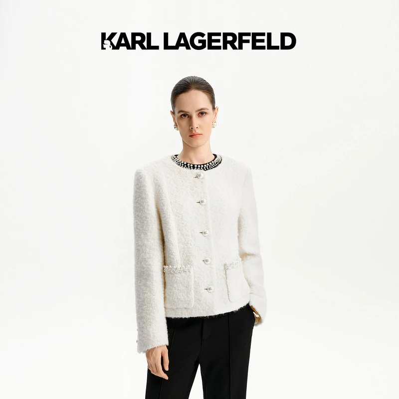 【晨粉专享价】Karl Lagerfeld24秋冬款花呢外套老佛爷K27E1514