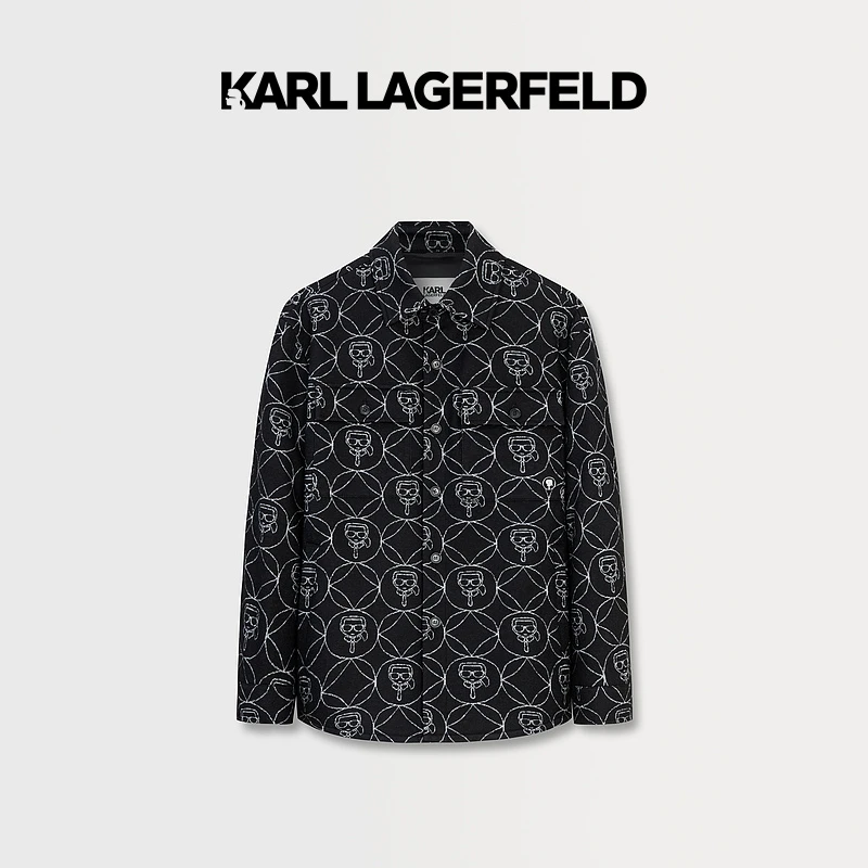 【官方男装】KARL LAGERFELD卡尔拉格斐满印头像大衣1K1B70706460