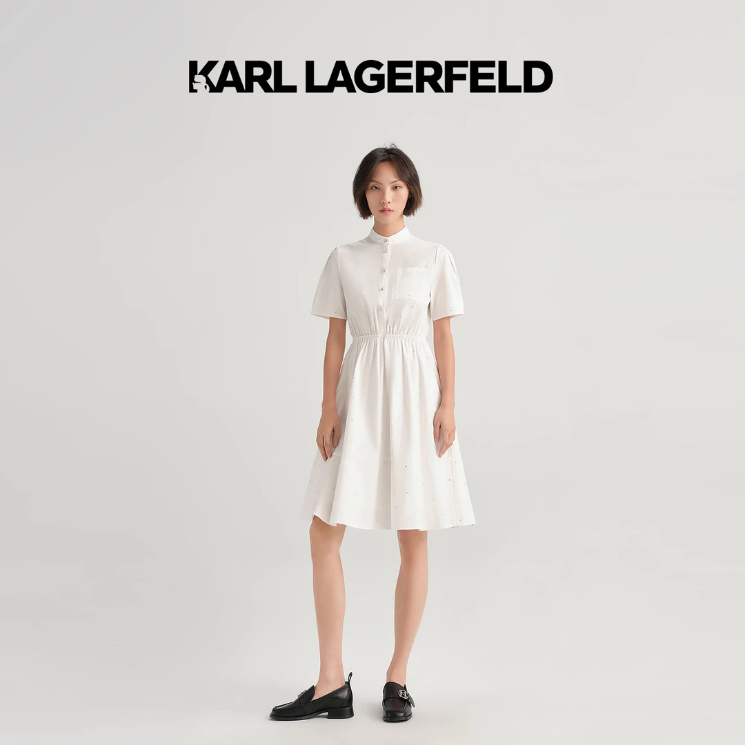 【佳娴专属】KARL LAGERFELD夏季新款钻饰收腰连衣裙女E33L1324
