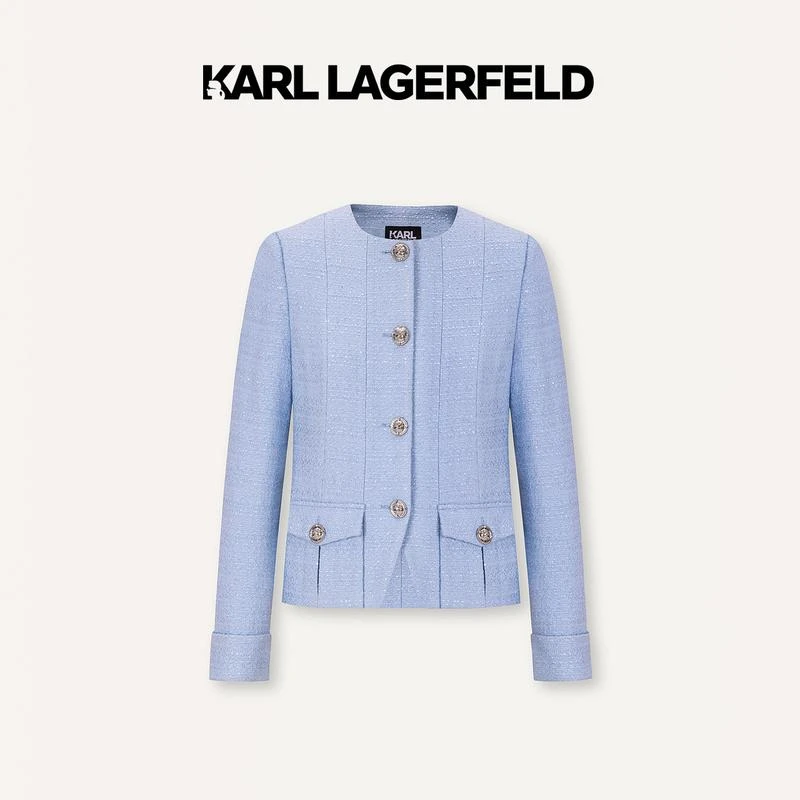 【搭搭专属】KARLLAGERFELD春花呢小香风直身外套E41W1513
