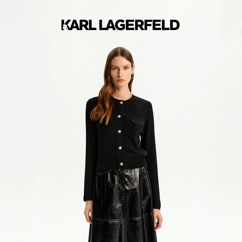 【粉丝专享】KARLLAGERFELD长袖小花边开衫老佛爷K27E2215