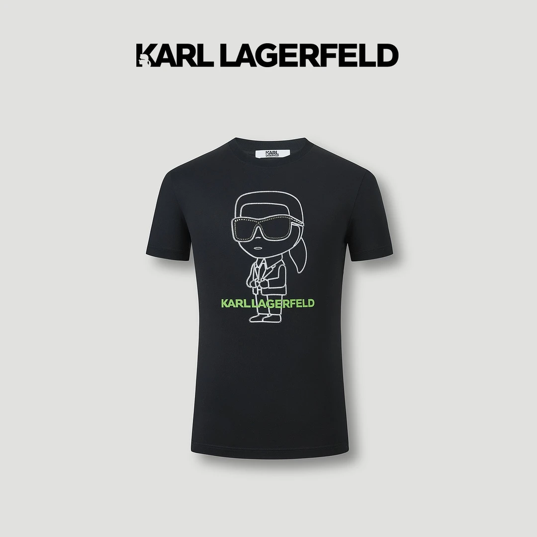 【官方男装】KARL LAGERFELD卡尔拉格斐新款钉珠T恤231N1704