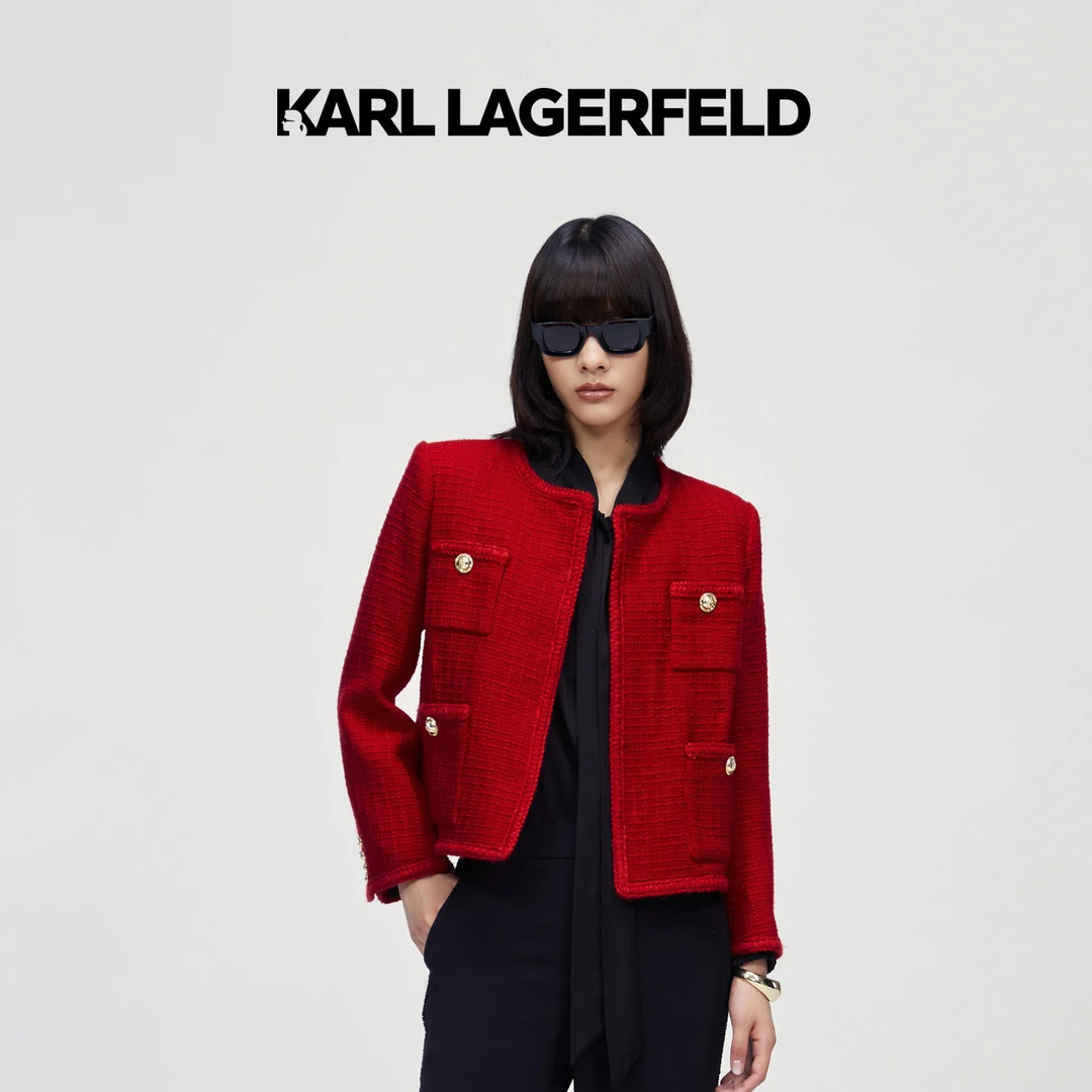 【官方】KARL  LAGERFELD卡尔拉格斐2022年春夏红色夹克E26L1409
