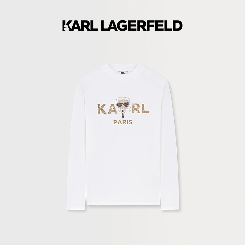 【臻享男装】KARL LAGERFELD卡尔拉格斐秋logo钉珠印花1K1B50601007