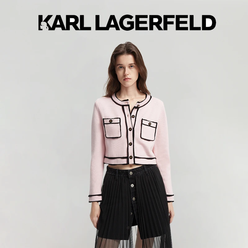 【官方】KARL LAGERFELD卡尔拉格斐短款花呢开衫E36L2001