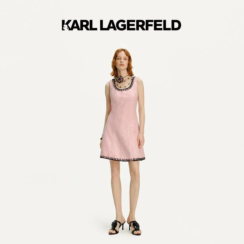 【官方】KARL LAGERFELD卡尔拉格斐24夏粗花呢连衣裙老佛爷241L1356