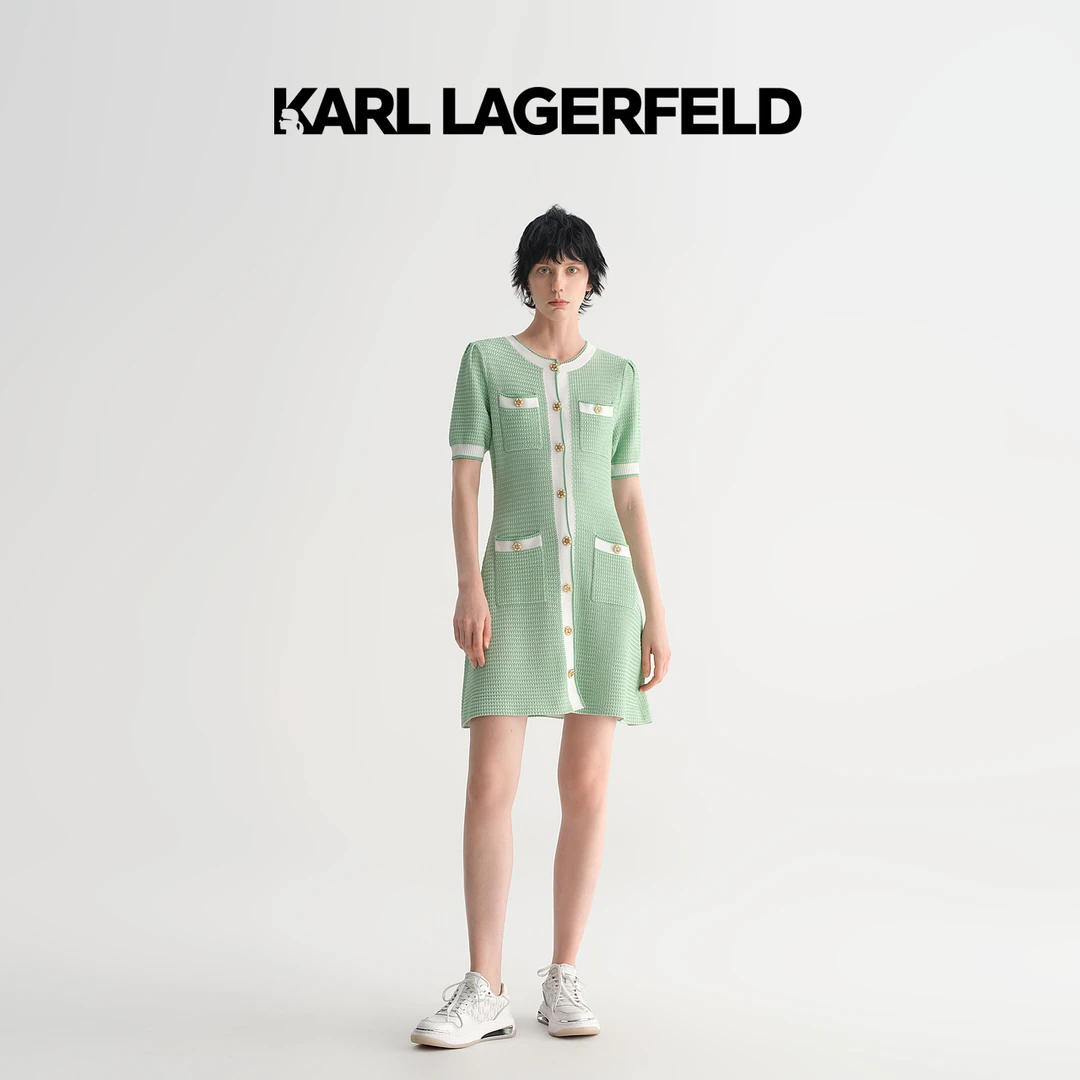 【官方】KARL LAGERFELD卡尔拉格斐春季新针织连衣裙老佛爷231L1373