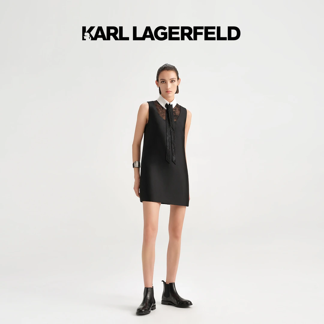 KARL LAGERFELD卡尔拉格斐2023夏季新款无袖连衣裙老佛爷231L1378